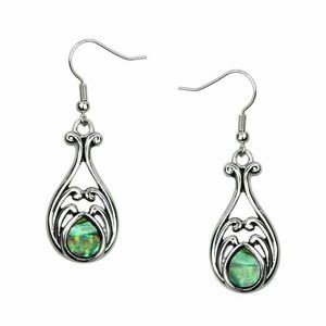 Abalone Shell Earrings Teardrop Metal Style 44